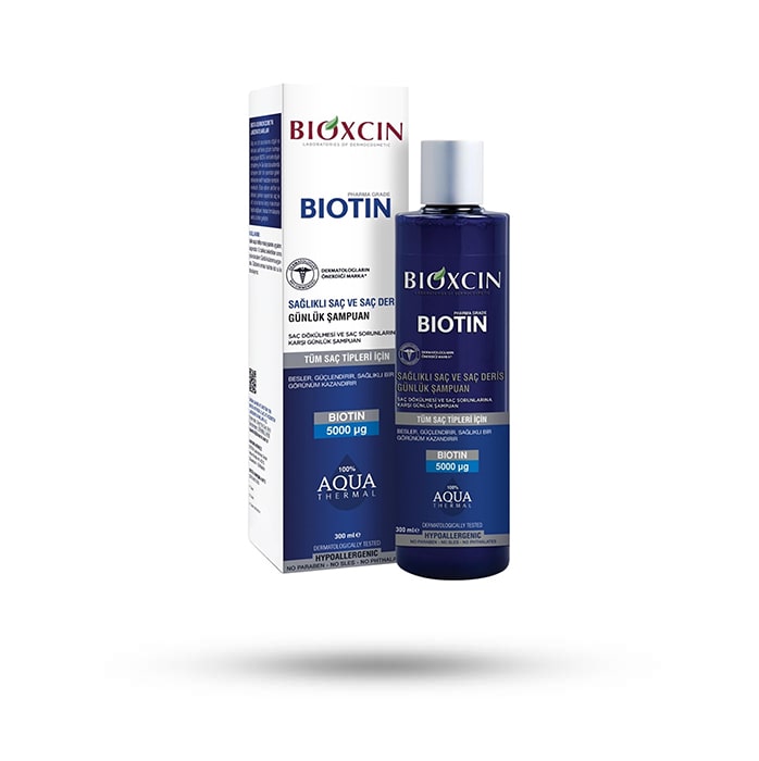 شامپو ضد ریزش مو روزانه بیوکسین Bioxcin مدل BIOTIN با حجم 300 میلی لیتر